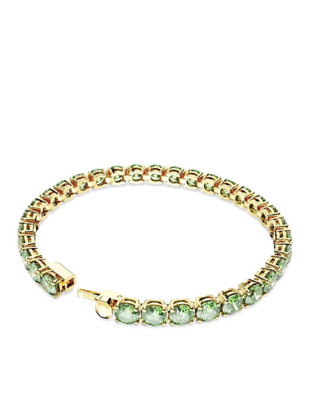 Swarovski Gold-Tone Green Crystal Tennis Bracelet NIB Retail:$269 - Picture 5 of 8